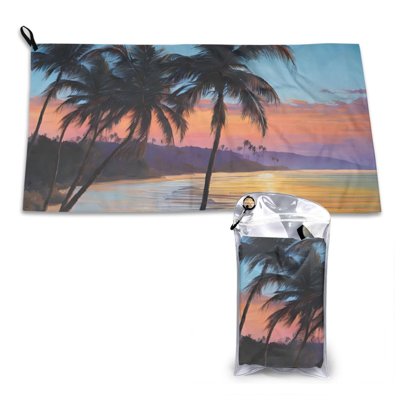 WXWJSHMGC Coconut Beach Sunset Hammock Print Cooling Towel, Gym Towel,Cooling Towels For Neck, Soft Breathable Travel Cool Towel,Sports Towels For Gym,Camping