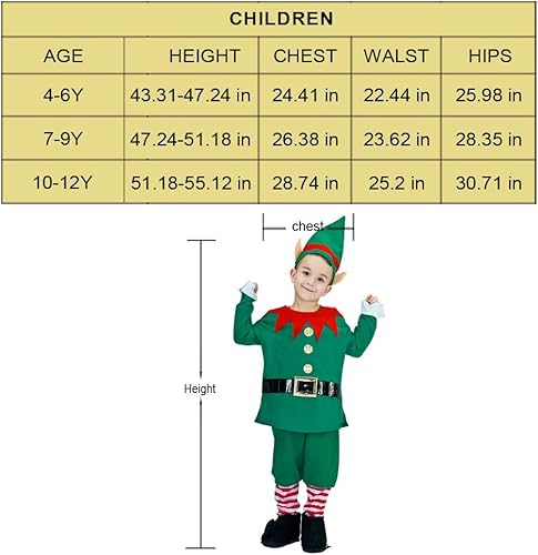 Miniatura 4 de Children Christmas Elf Costume,Green