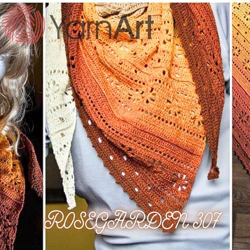 Image of YarnArt Flowers Rosegarden 100% Cotton Gradient Yarn - 250g / 8.8oz / 1000m+ (1094 yds) - Multicolor Rainbow Cotton Yarn for Knitting & Crochet - Lightweight Summer Yarn for Shawls, Tops, (307)