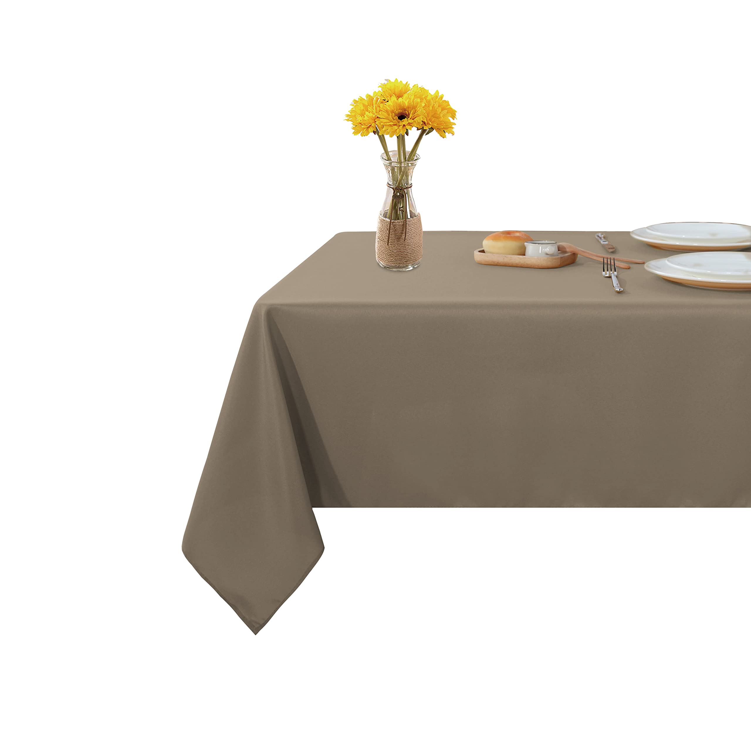 Fitable Rectangle Tablecloth 60x84 inch Tablecloth Stain and Wrinkle Resistant Washable Polyester Table Cloth, Decorative Fabric Table Cover for Dining Table, Buffet Parties and Camping Taupe