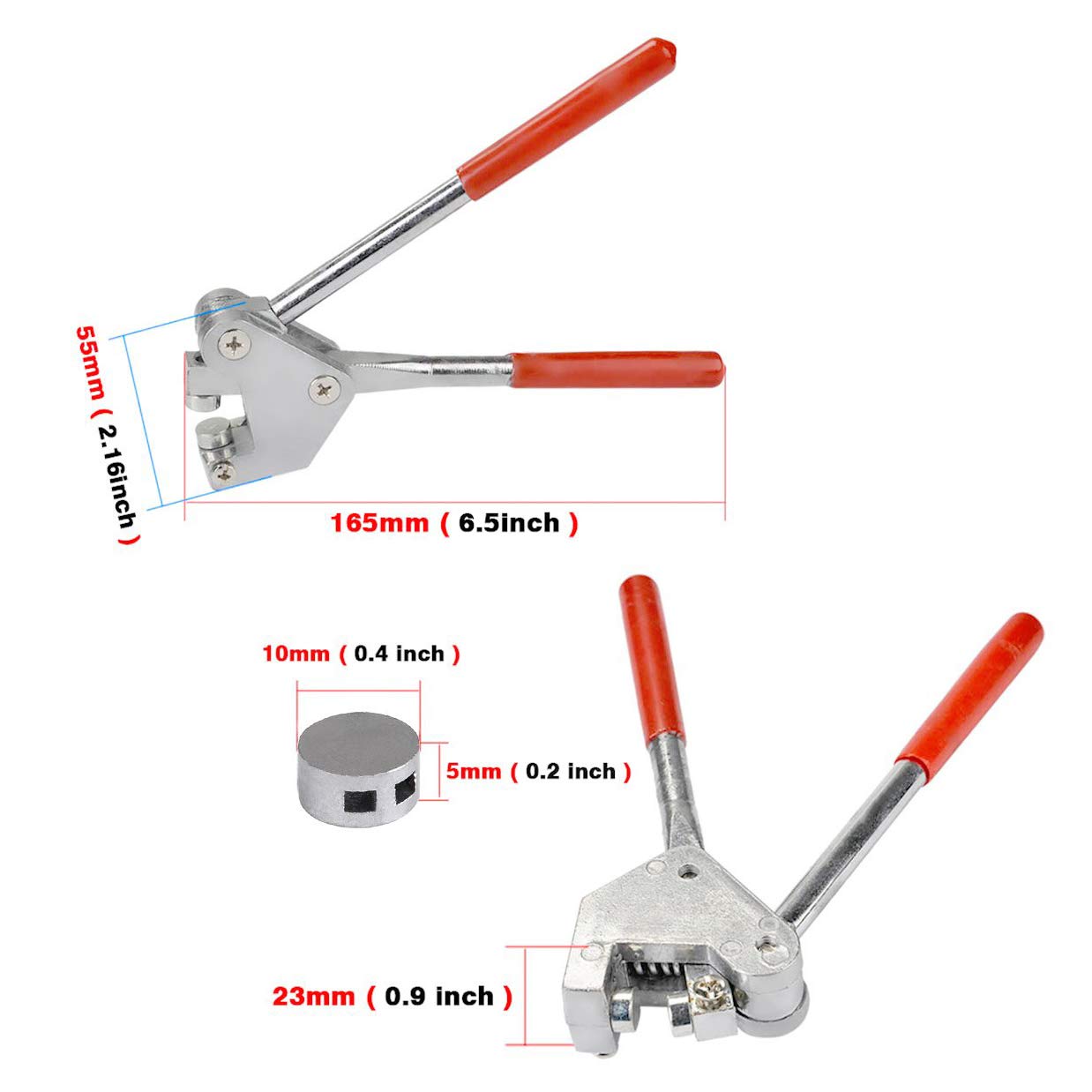 Set di Tenute per Sigilli di Sicurezza,Guarnizioni per Pinze per Diametro di Piombo 10mm con Manico Rivestito in Plastica Rossa