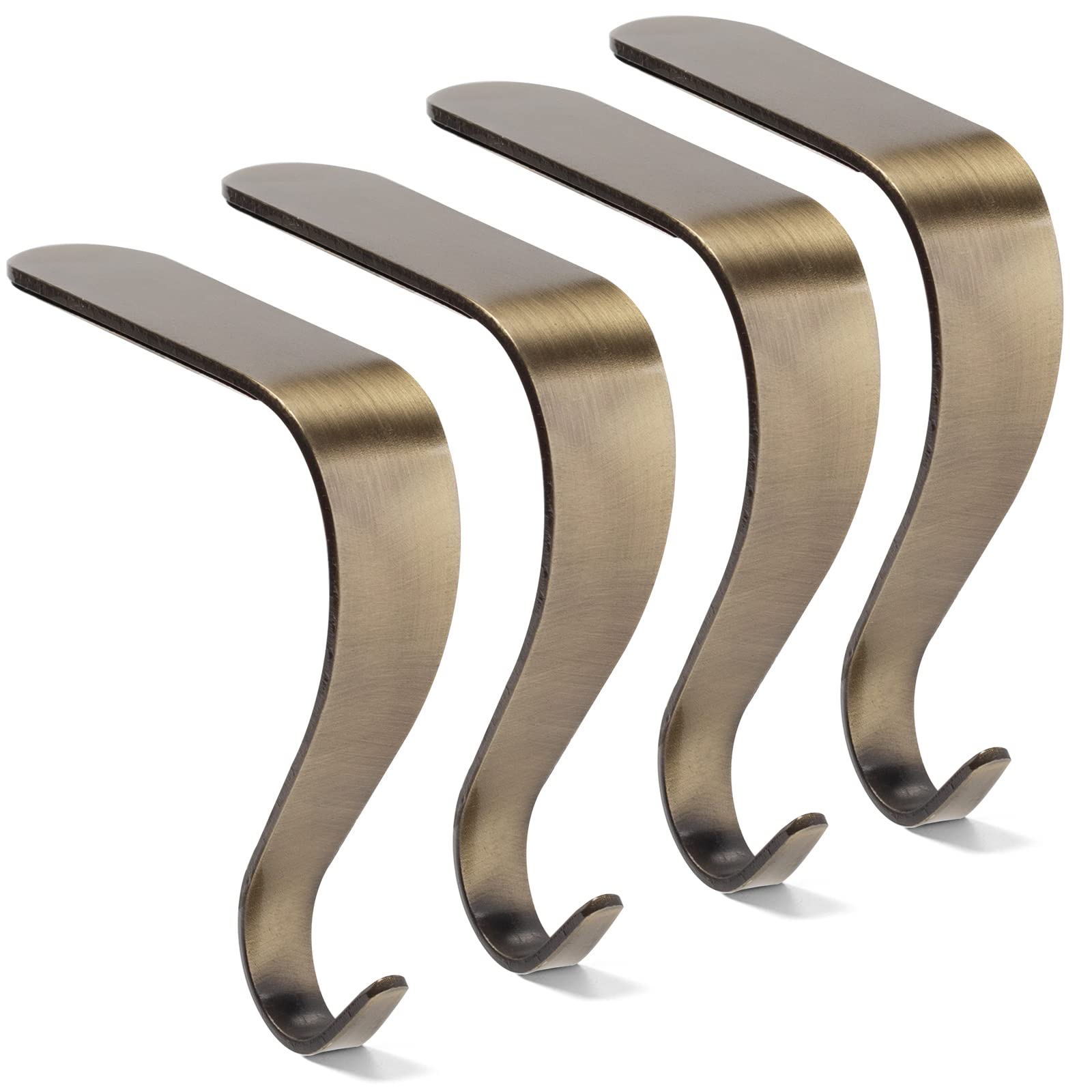 Shindel 4PCS Christmas Stocking Holders, Bronze Stocking Hook Hanger Retro Christmas Stocking Hangers for Xmas Fireplace Mantel Home Decoration