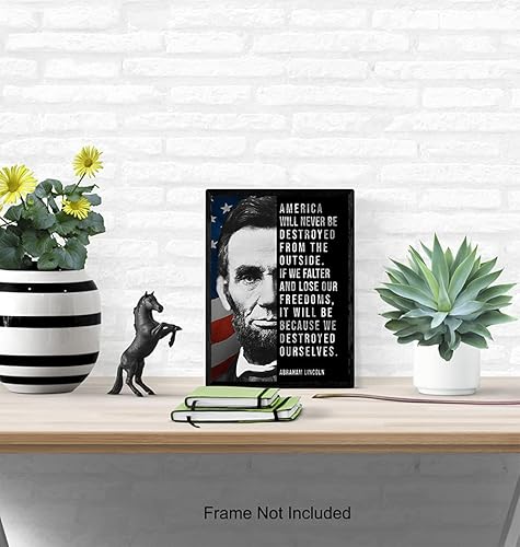 Miniatura 5 de Abe Lincoln - Abraham Lincoln Poster, 8x10 - American Flag Wall Decor - Patriotic Wall Decor - USA Wall Art - Positive Inspirational Quotes -