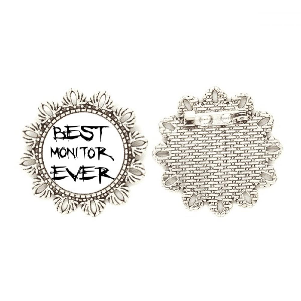 Broche de plata con flor Best Moniter Ever complemento mediano de moda mujer 4