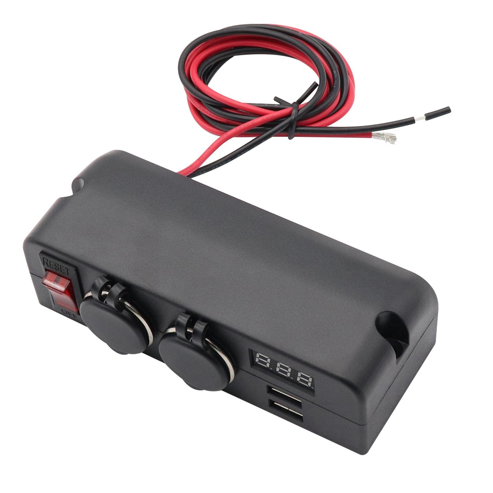 12V/24V Kfz Ladebuchsenpanel mit Zwei USB Anschlüssen, 5V 3,1A LED Voltmeter Splitter für