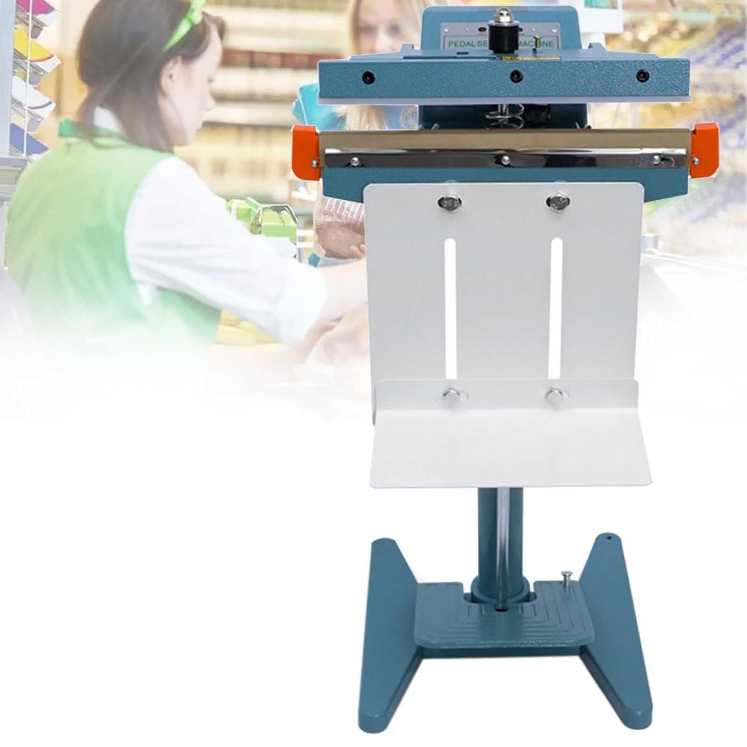 Aserzenith 450Mm Double Heating Impulse Sealer Manual Plastic Poly Bag Heat Sealing Machine Closer Kit,Commercial Foot Pedal Heat Sealer Machine