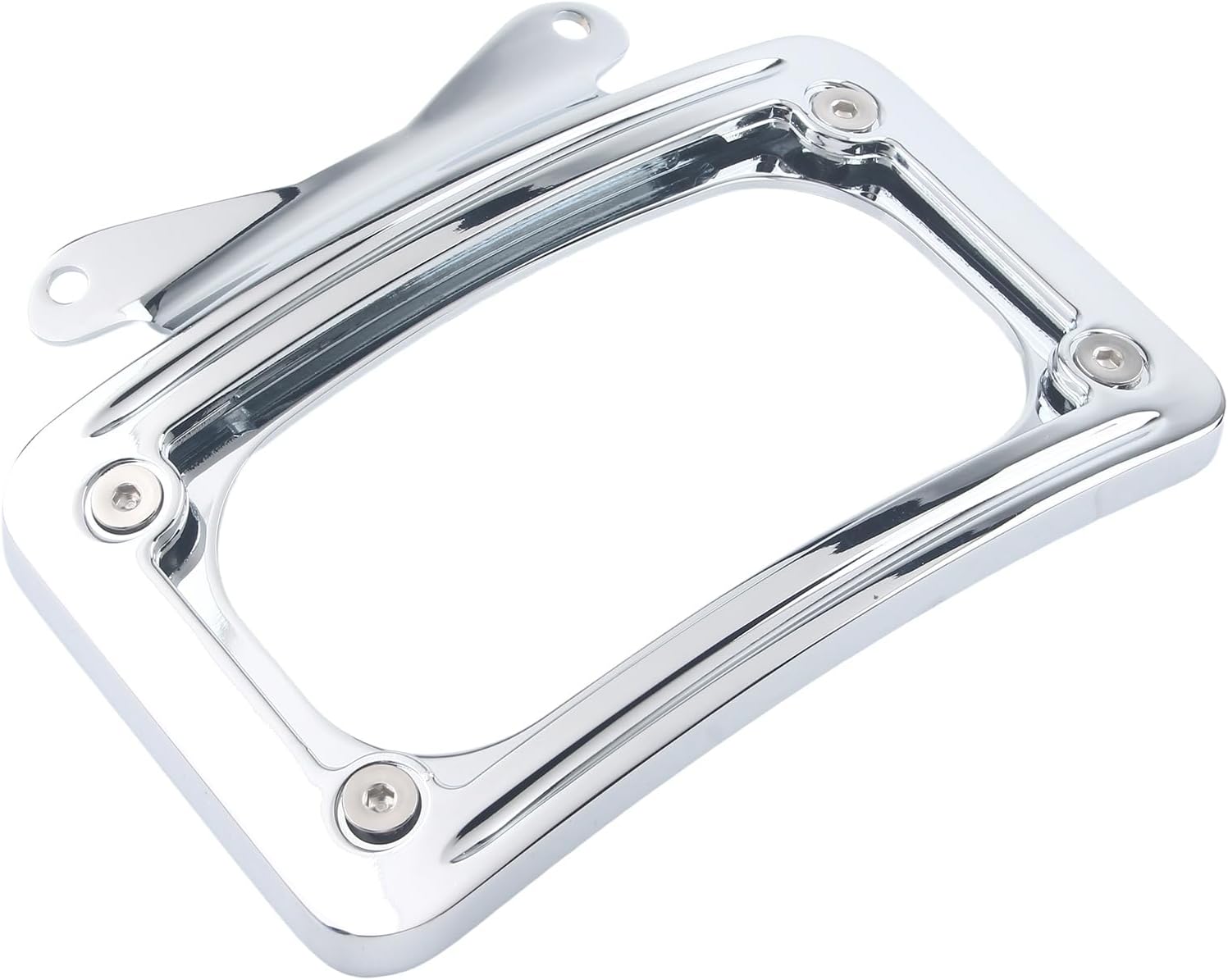 Chrome Curved License Plate Bracket Mount Holder Frame Compatible with Harley Street Glide FLHX FLHXS 2010-2023 Road Glide Road King