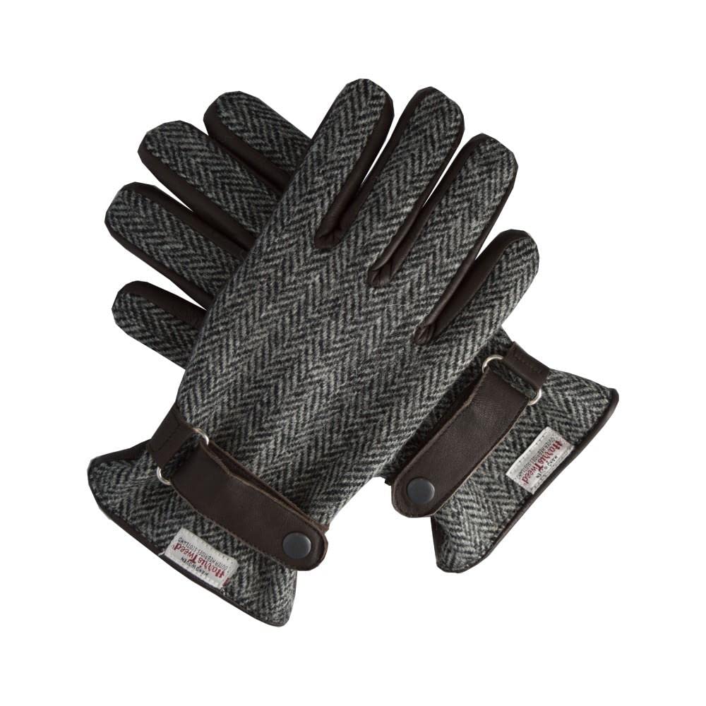 Walker & Hawkes - Herren Handschuhe - aus schottischem Harris-Tweed & Leder - Overcheck-Tartanmuster