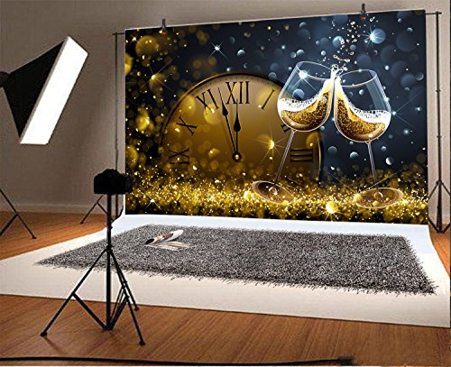 Lfeey 10X8Ft Vinyl New Year Backdrops For Photography Cocktail Wine Party Photoshoot Poster Twelve O'clock 2022 New Year's Eve Bokeh Photo Background Photo Studio Props #TOP1