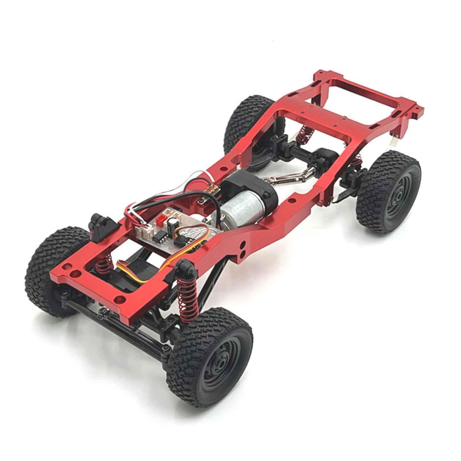 RC Car Chassis Frame RC Metall Chassis Aluminium Komplettbausatz Ersatzteile Montagezubehör für MN82 LC79 1/12 für Modellbau Reparatur Hobby, Rot