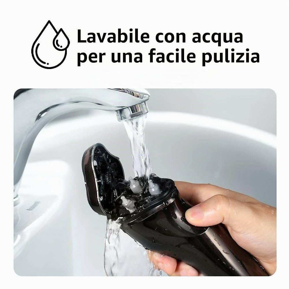 Kozenix - Rasoio elettrico di precisione 4D con trimmer integrato per una rasatura liscia e confortevole, rasoio da uomo con testine rotanti, impermeabile, uso asciutto e bagnato, blocco da viaggio