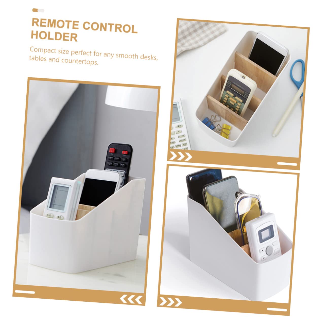Sewroro 2 Stück Desktop Organizer Multifunktionale Aufbewahrungsbox für Fernbedienungen Handys und Büromaterialien für Wohnzimmer und Büro mit Praktischen Fächern und Elegantem Design
