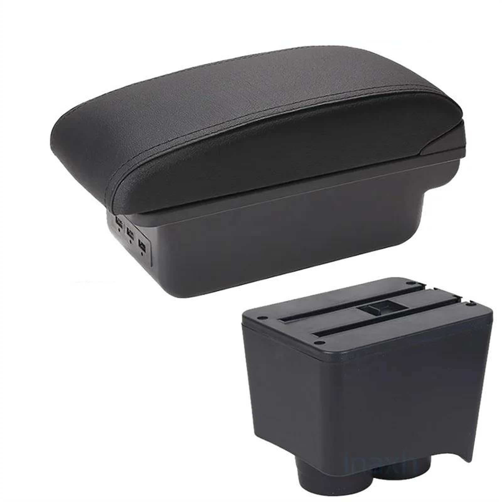 NMJLQW Storage Rack Car Center Console Storage Box Multifunctional Storage Box Interior Accessories For Polo 9N 3 2002-2009(B2 Black line 3USB)