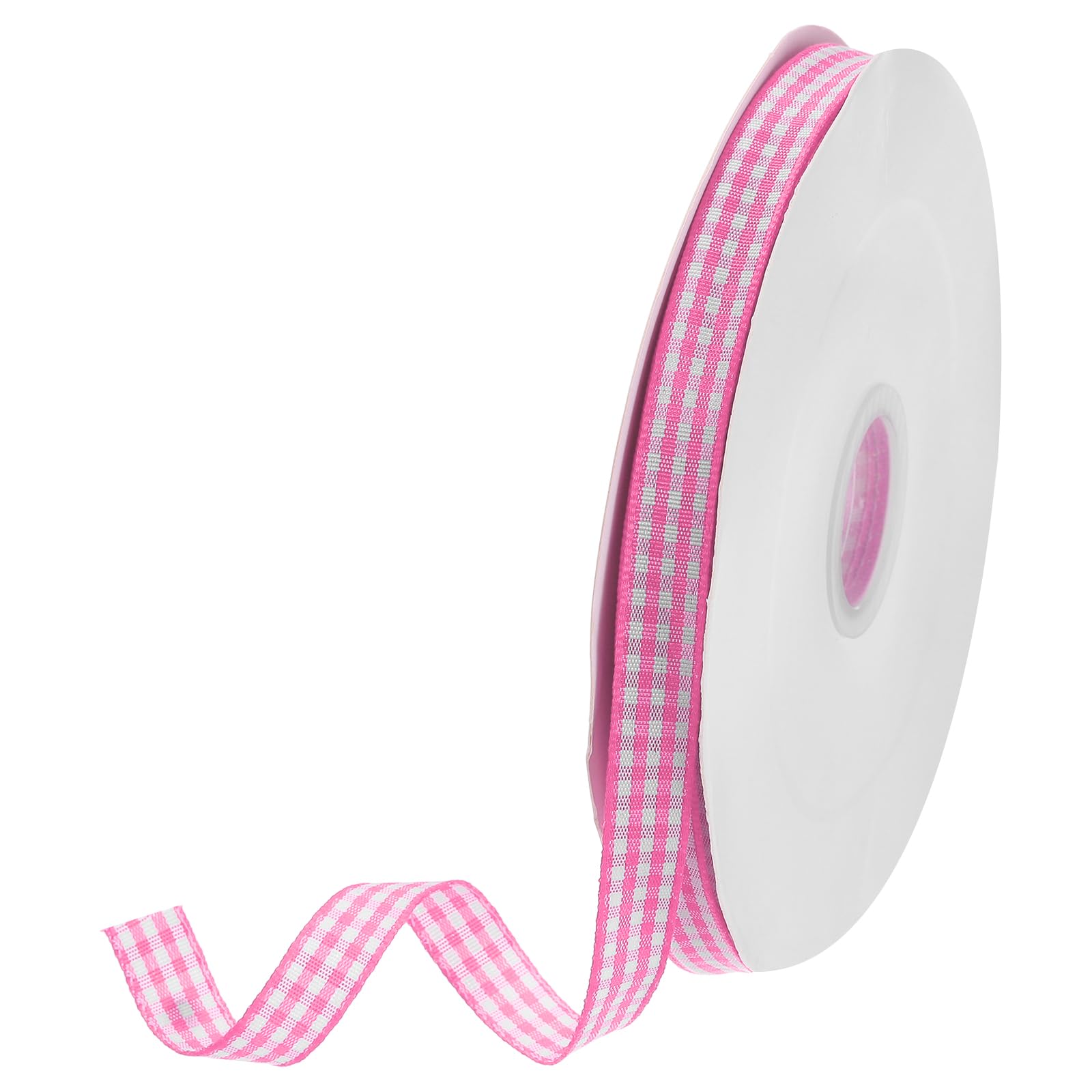 DMiotech 3/8 Inch 50 Yards Gingham Ribbon, Checkered Ribbon Plaid Ribbon for Gift Wrapping Decoration Art Craft DIY Pink