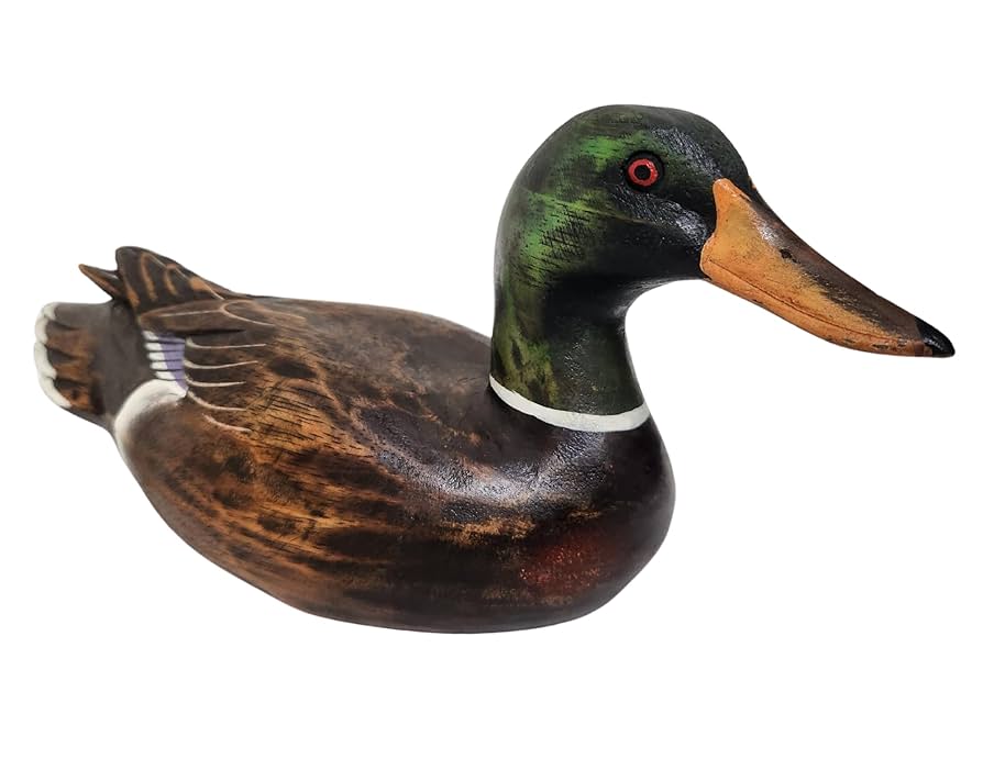 トリ　アヒル　カモ　木彫　オブジェ　置物　インテリア　工芸品　美術品　A1287 アジアン雑貨 バリ雑貨 あひる アヒル インテリア 木製 置物