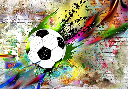 decomonkey | Papier peint intissé Graffiti Football 350x256 cm XL Trompe l oeil | Déco Mural Tableaux Muraux Photo Jeunesse Balle Cover