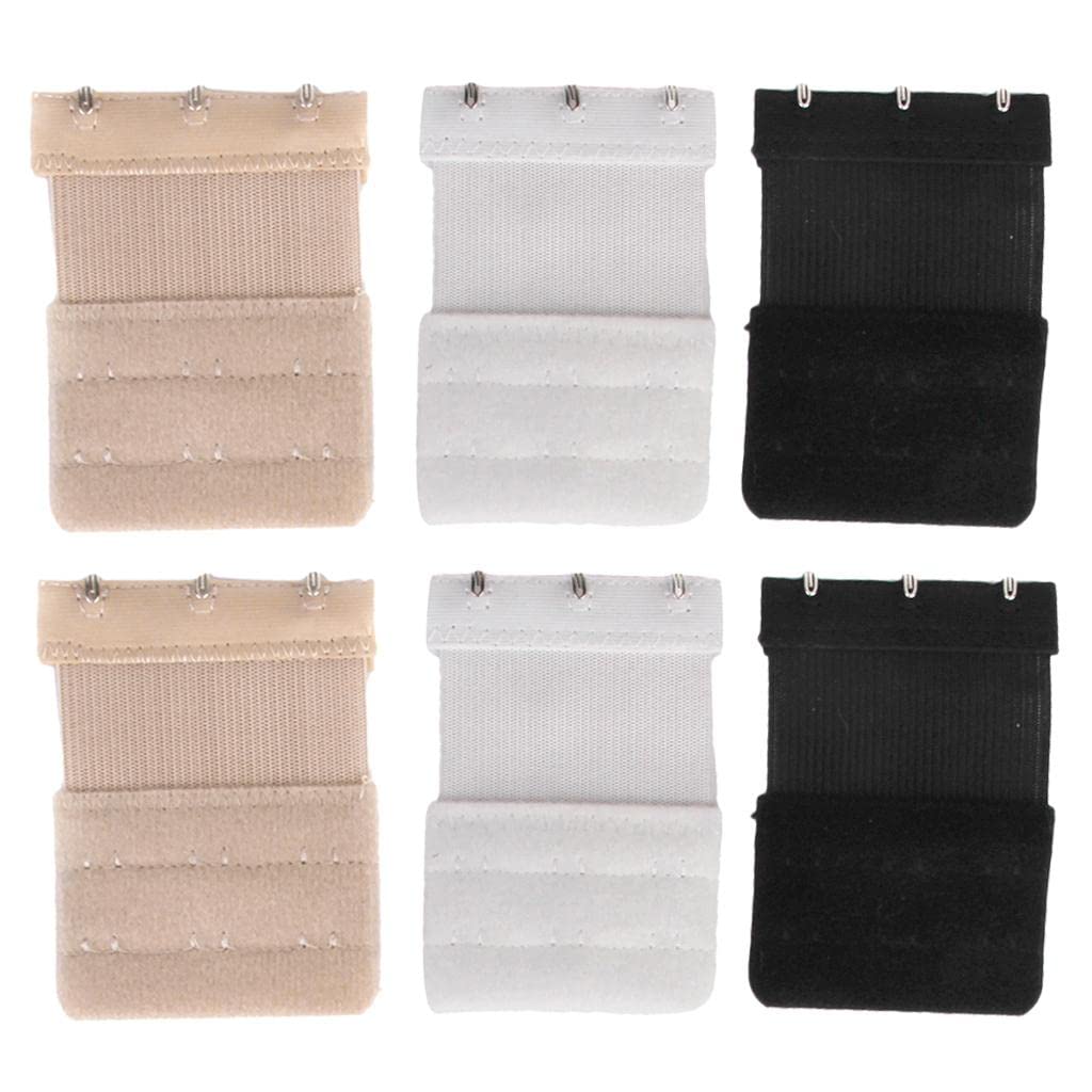 STYLEHEAVEN 6Pcs Elastic 3-Eye Hook Bra Strap Extension Extender Black Skine White-image-42