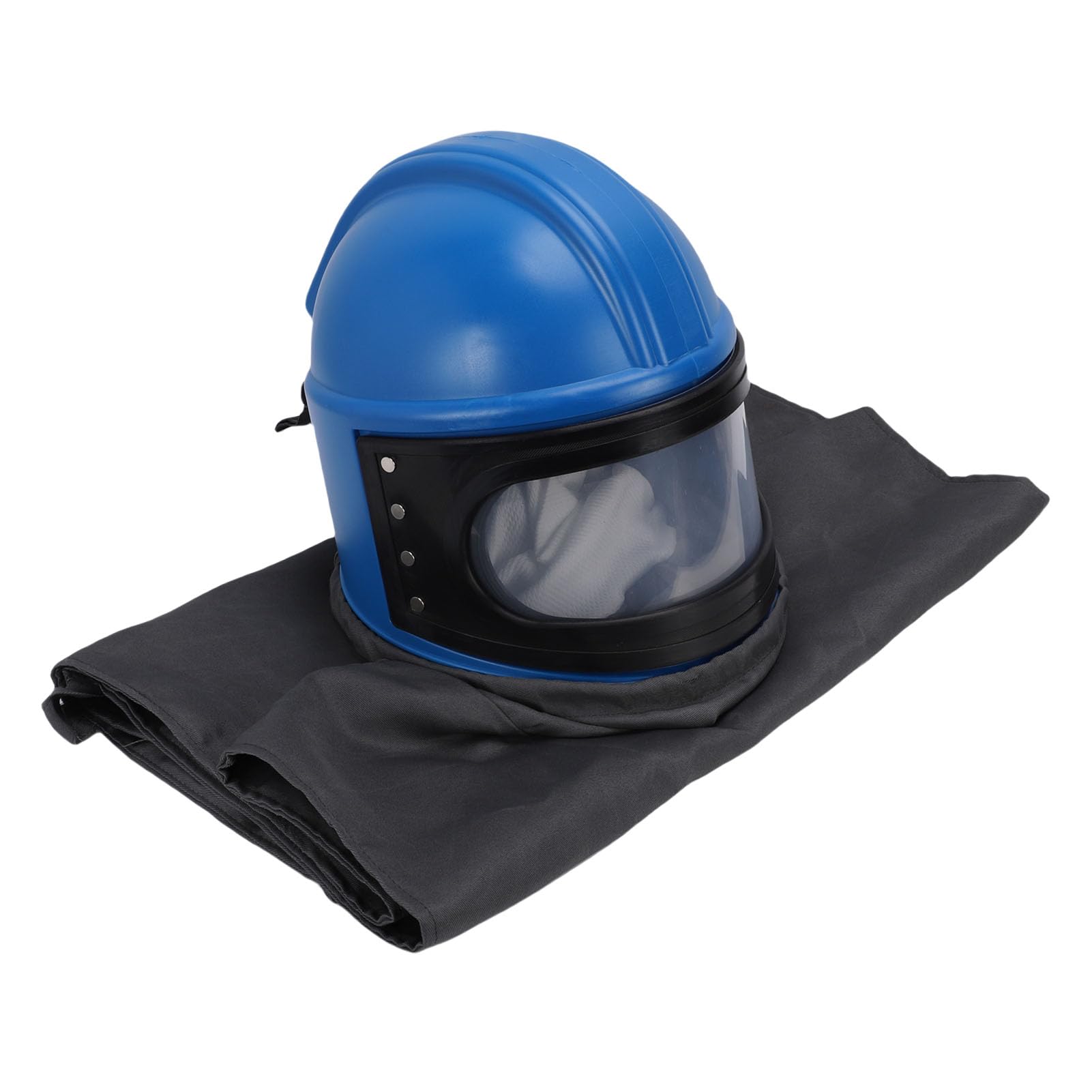 Casco de chorro de , casco de chorro de seguro con lente y protección para los hombros para rociar, r, pintar, trabajos de construcción, color gris azulado