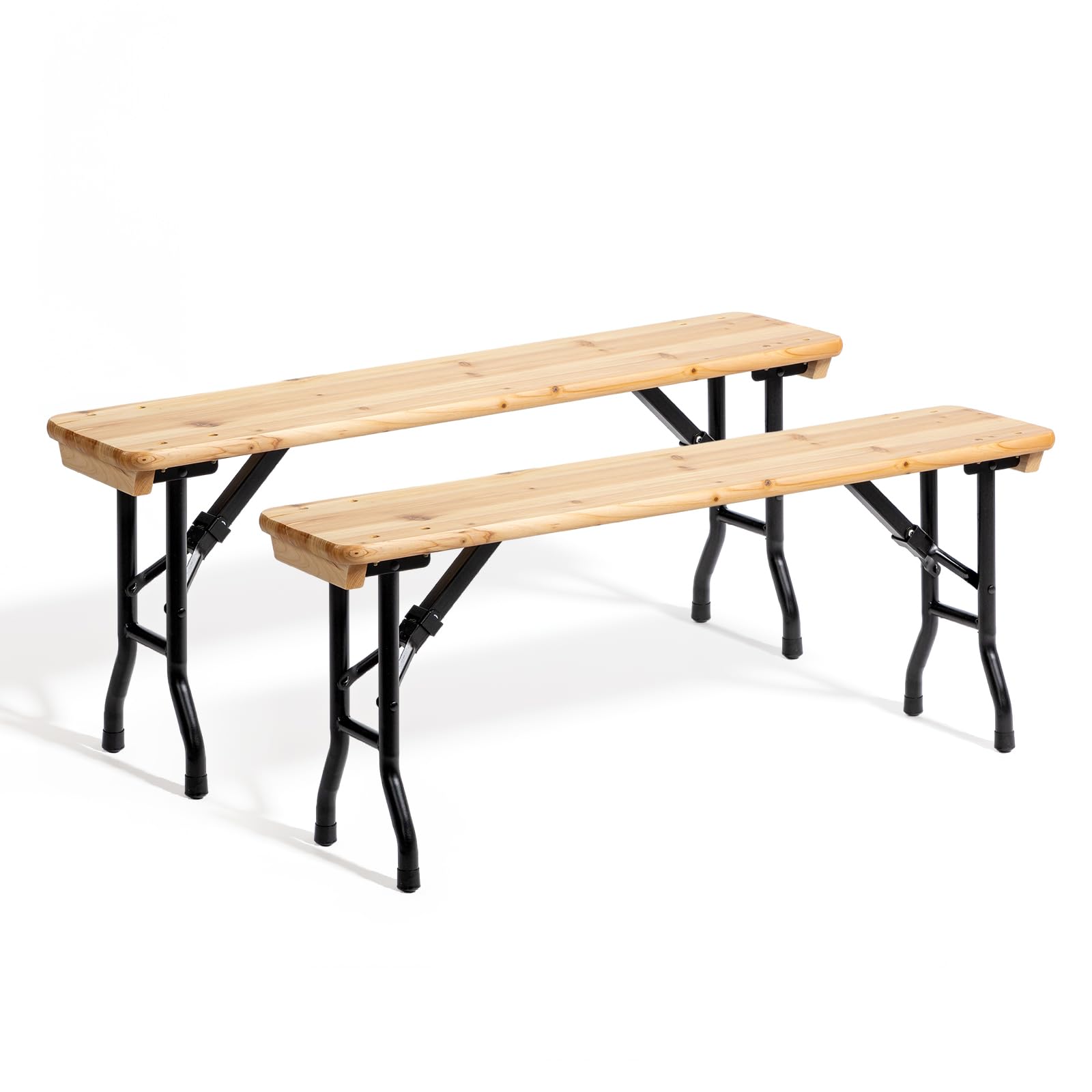 Bonnlo 2 PCS Folding Wooden Benches 113cm Picnic Bench for Camping Upgraded