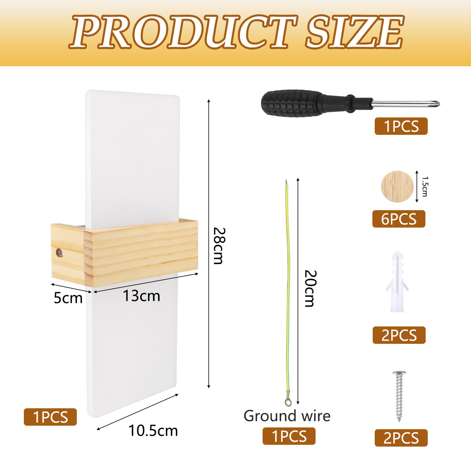 Applique Murale Intérieure LED 12W Blanc Chaud 3000K Lampe Murale Moderne en Acrylique avec Boîtier en Bois Applique Éclairage Haut et Bas pour Couloir Escalier Salon Chambre