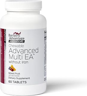 Chewable Advanced Multi EA Without Iron - High Potency Daily Multivitamin - for Bariatric Surgery Patients Including Gastric Bypass & Sleeve Gastrectomy - Mixed Fruit - 60 Count