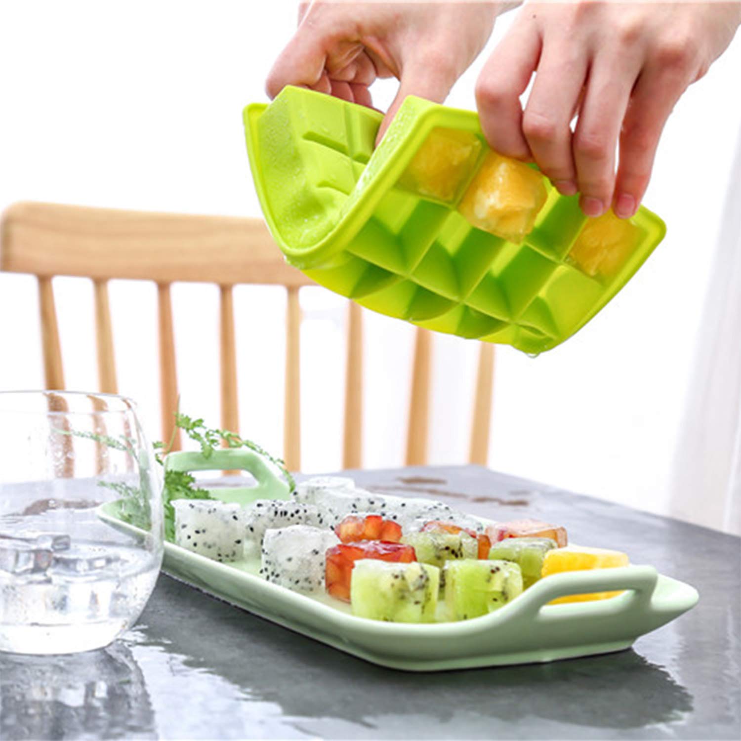 Lot De 2 Bacs à Glaçons Grande Capacité, Avec Couvercle Et Bac à