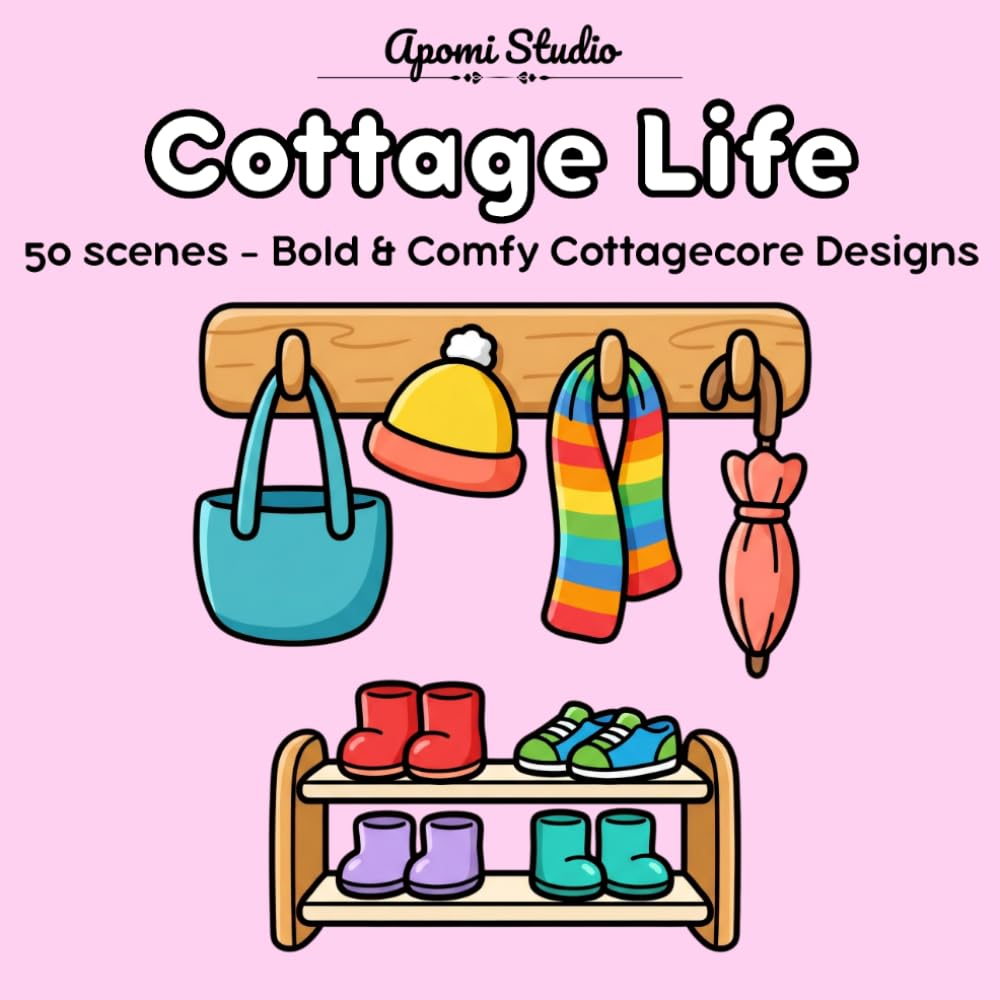 Cottage Life: Bold & Comfy Coloring Book — 50 Big Cottagecore Designs of Cozy Everyday Things for Stress Relief, Mindfulness and Relaxation