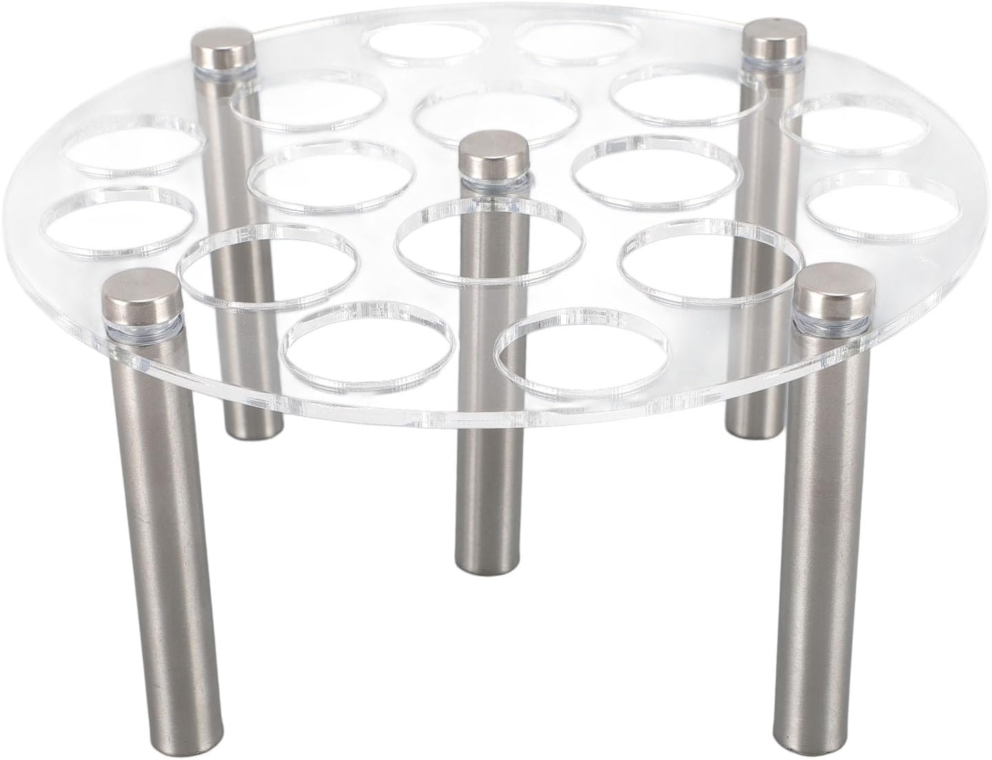 Focket Chess Piece Holder, Round Stand with 5 Legs and 16 Holes for Various Sizes, Made of Aluminum and Acrylic for Chess Players and Beginners