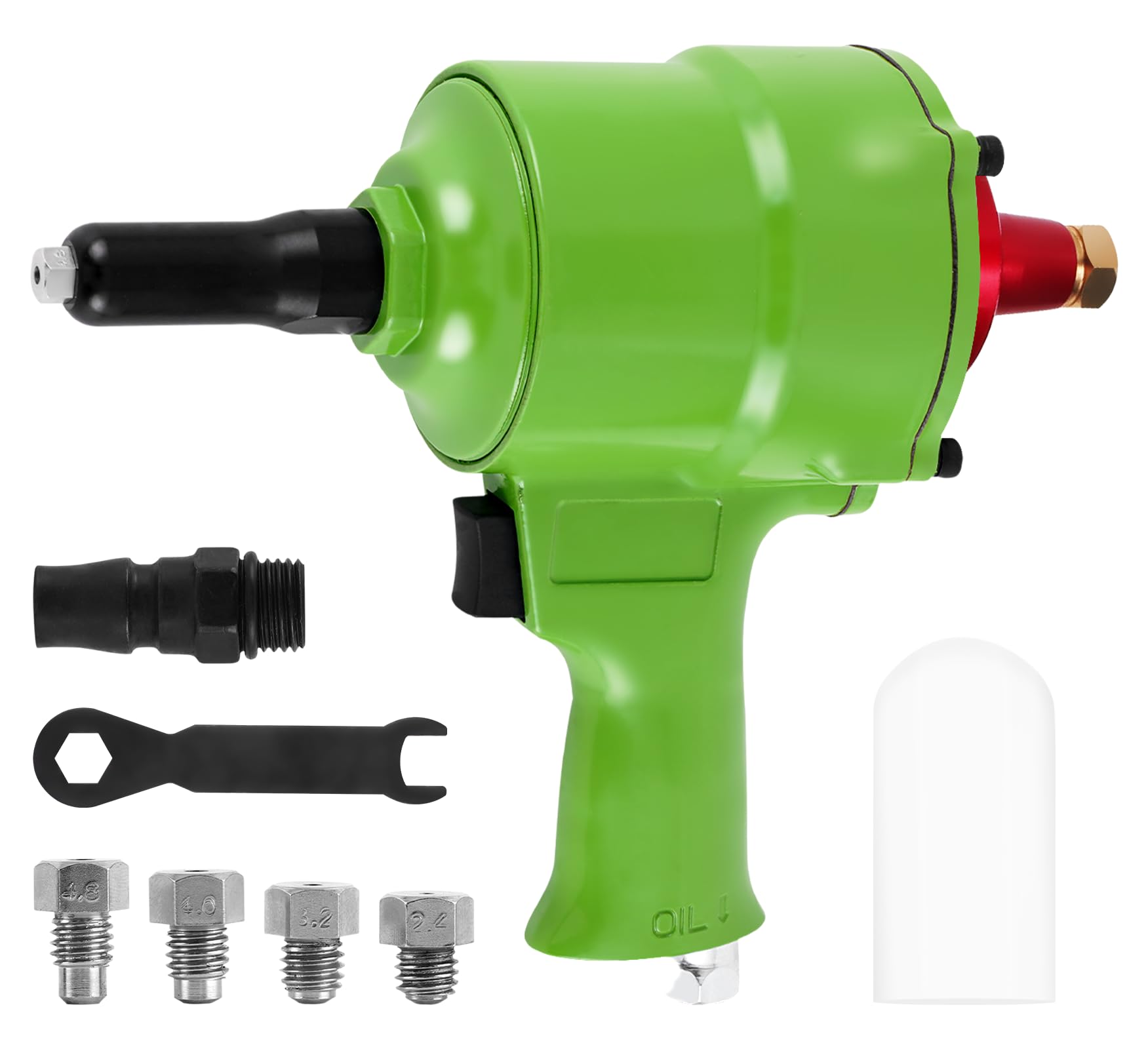 Pistola remachadora neumática, pistola de remache de aire con autosucción, carrera larga y gran fuerza de tracción para remaches de aluminio de 3/32, 1/8, 5/32 y 3/16 pulgadas