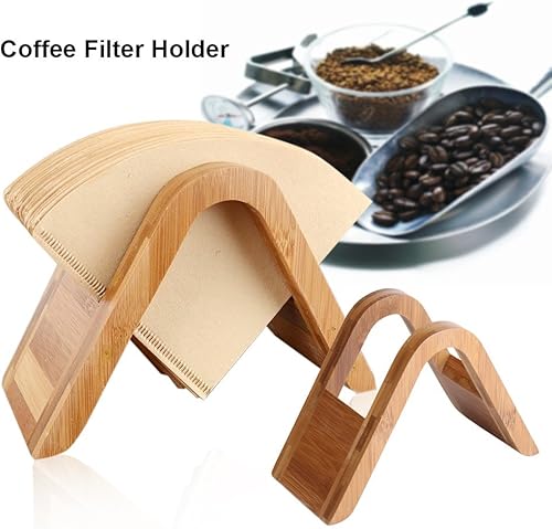 Miniatura 4 de Soporte de papel de filtro de café, soporte para filtros de café de cono de bambú, dispensador de filtro de café, dispensador para el hogar, cocina,