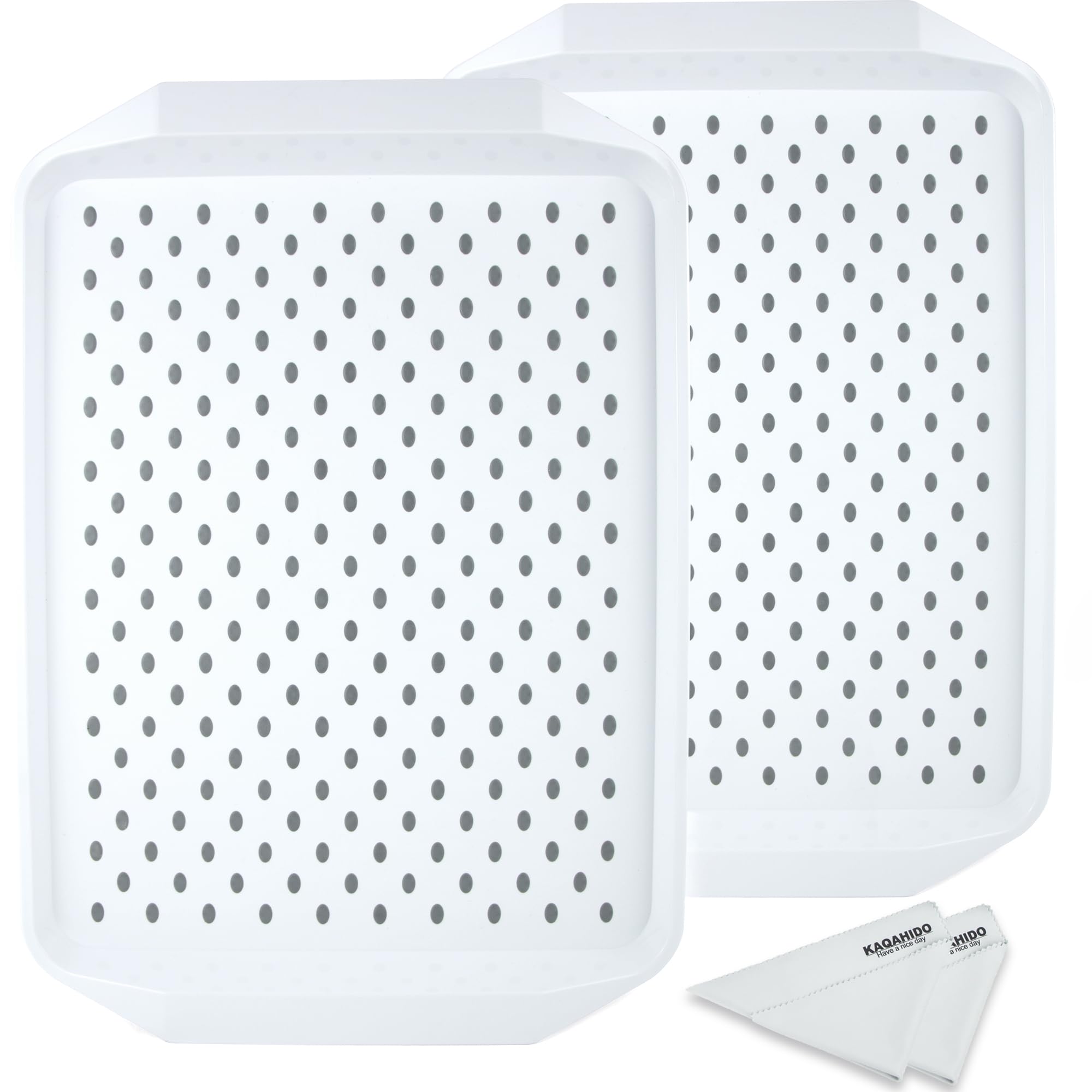 KAQAHIDO Bandeja grande antideslizante para servir con puntos de agarre, bandejas de TV para comer en el sofá, servir comida para la cena, desayuno, transporte rectangular de alimentos para platos,
