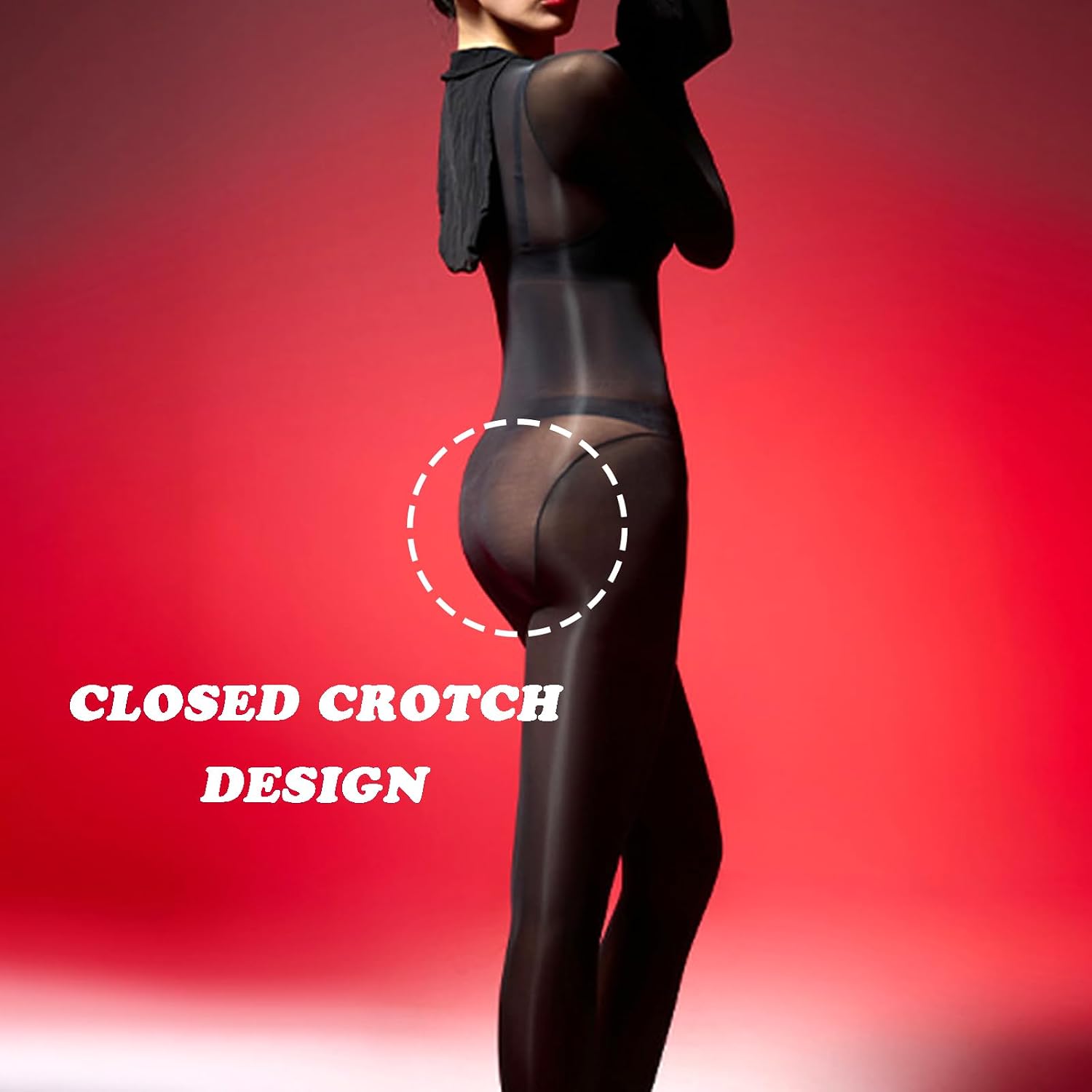 RUIBAVYA Body Stockings For Women Sexy Five Finger Sleeve Lingerie Bodysuit Oil Shiny Full Body Stocking Baotou Bodystocking