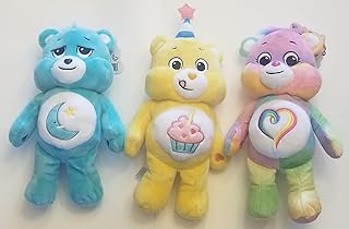Care Bears Set of 3 Bean 9 inch Plush: Togetherness Bear, Birthday Bear and Bedtime Bear