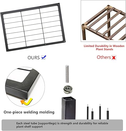 Miniatura 4 de Twhep Soporte para plantas de hierro de 5 niveles, moderno estante multifuncional para balcón y jardín