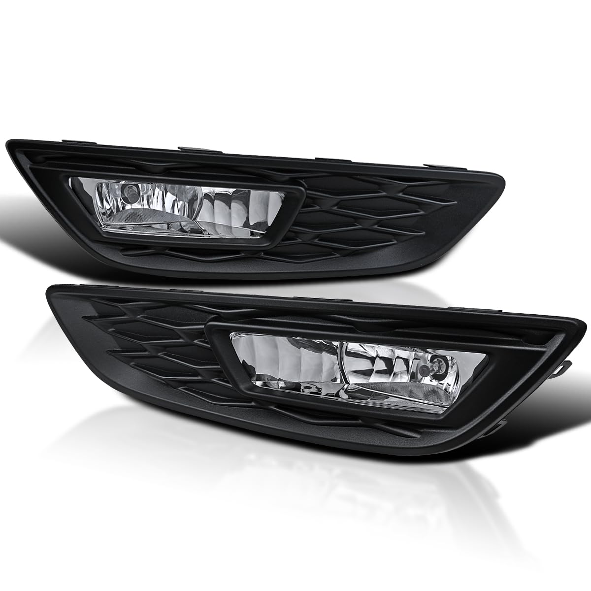 SPEC-D TUNING Clear Lens Fog Lights + H8 Bulbs Included Compatible with 2015-2017 Ford Focus L+R Pair Assembly