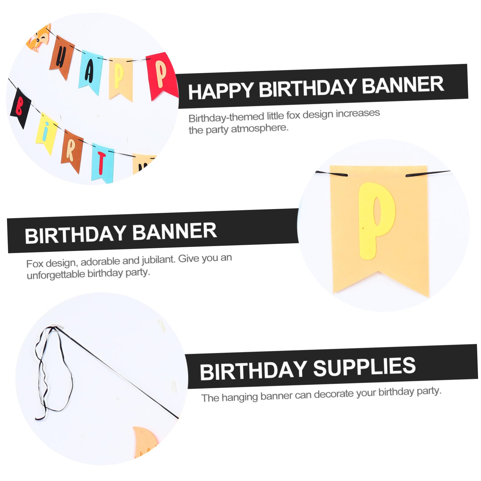 TOYANDONA 3piezas Banderín De Cumpleaños No Diseño De Decoración Creativa Para Fiestas De Cumpleaños Reutilizable y Alegre Para Celebración Infantil