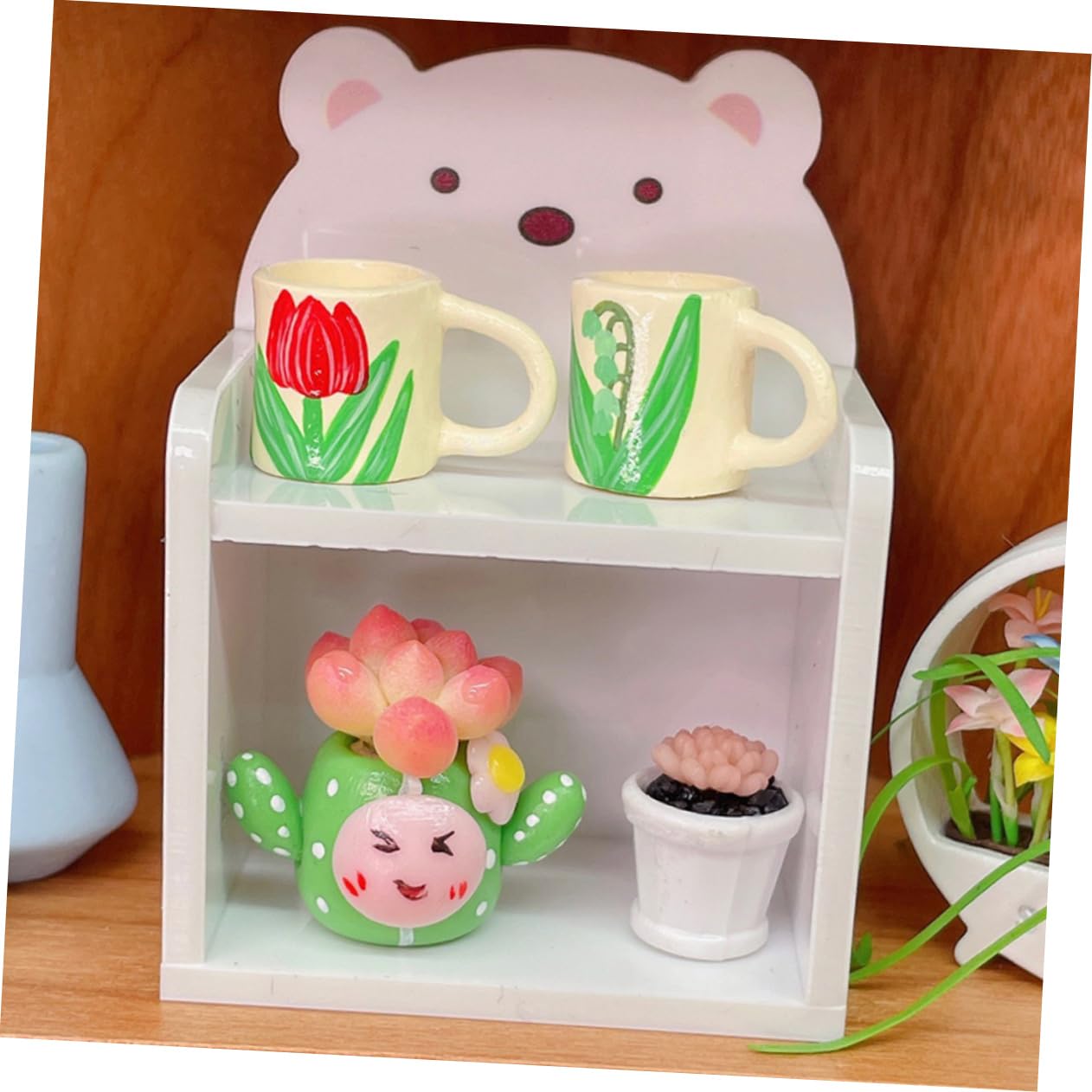 WHAMVOX Miniature Book Shelf Dollhouse 6pc Set Acrylic Mini Bookcase Books Decorative Doll House Bookshelf