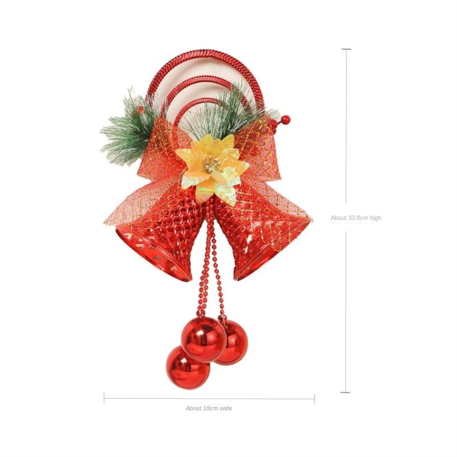 Campanelle Natale Campana Natalizia in Plastica, Ornamento da Appendere con Foro for L'Albero di Natale Decorazioni(Yellow)