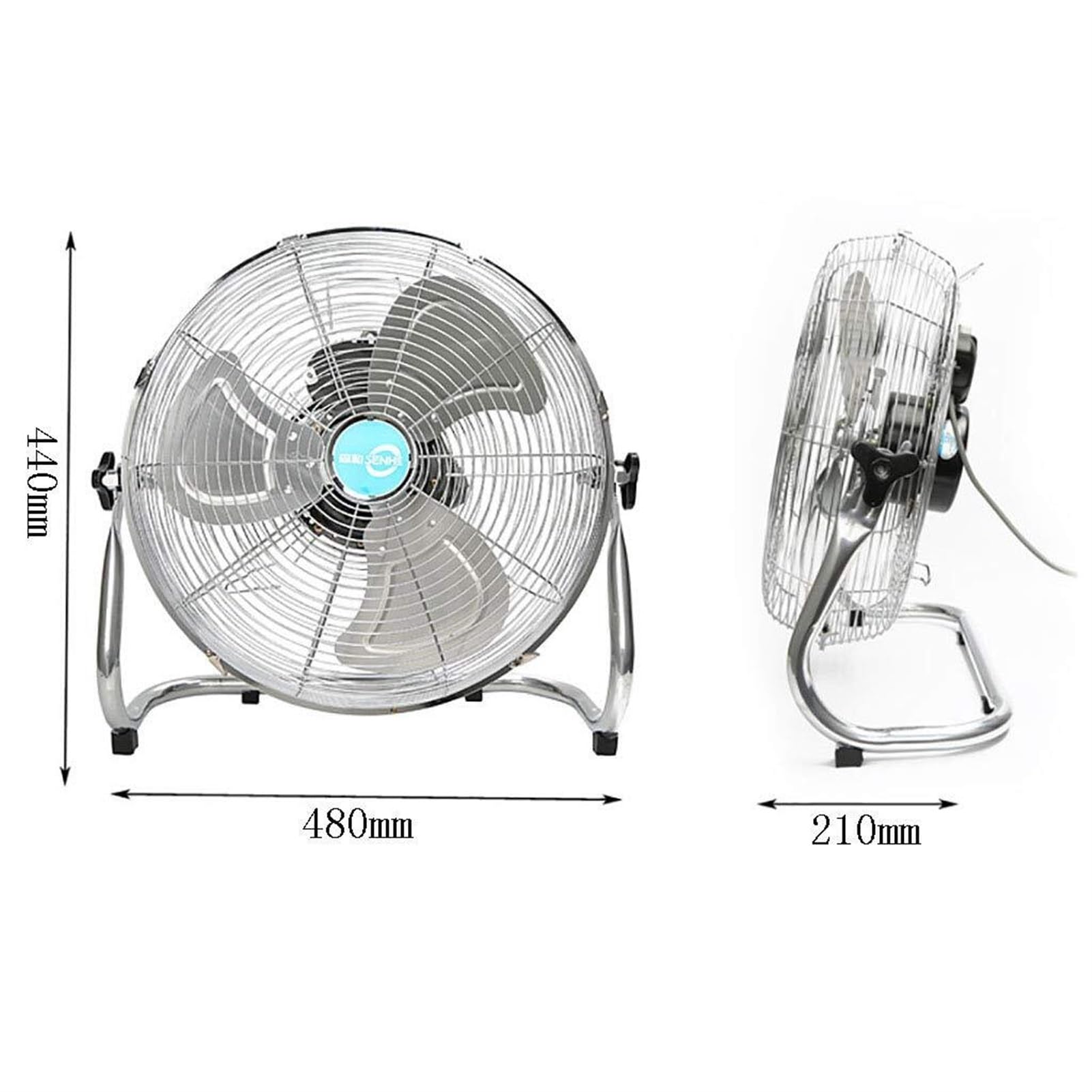 Ventilatore da pavimento industriale a 4 velocità, ad alta velocità, 3 pale, per palestra, garage, officina