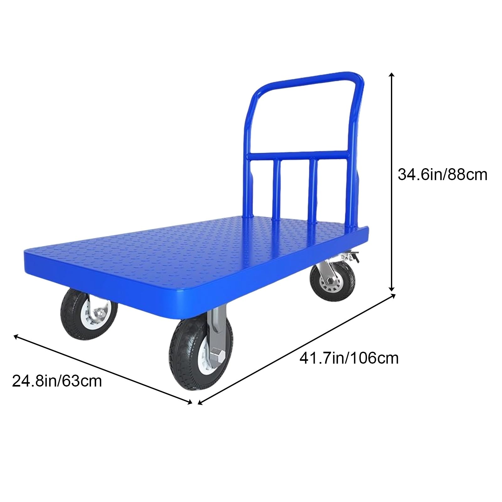 Wytrzymały stalowy wózek transportowy, składany, do płynnego transportu, idealny do garażu, warsztatu i domu, 63 x 105 x 88 cm