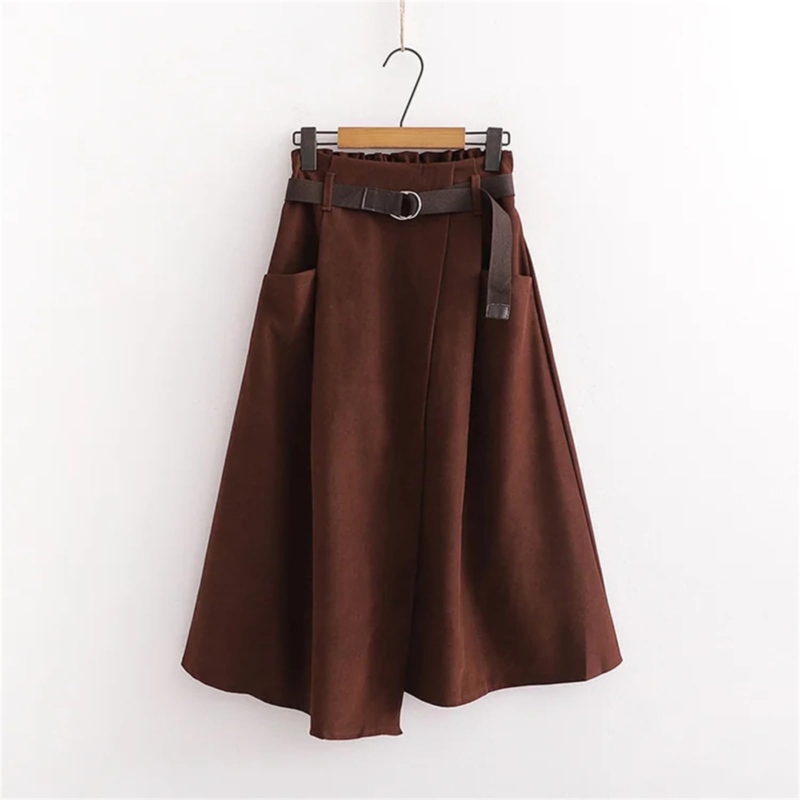 Donne Estate Moda Tinta unita Vita Alta Casual A-Line Mid-Polpaccio Irregolare Gonne Femminile