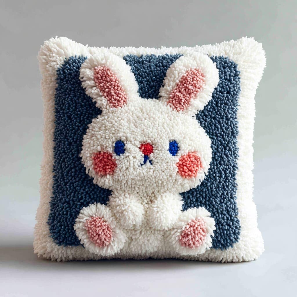 Henypt DIY Latch Hook Cushion Kits Rabbit