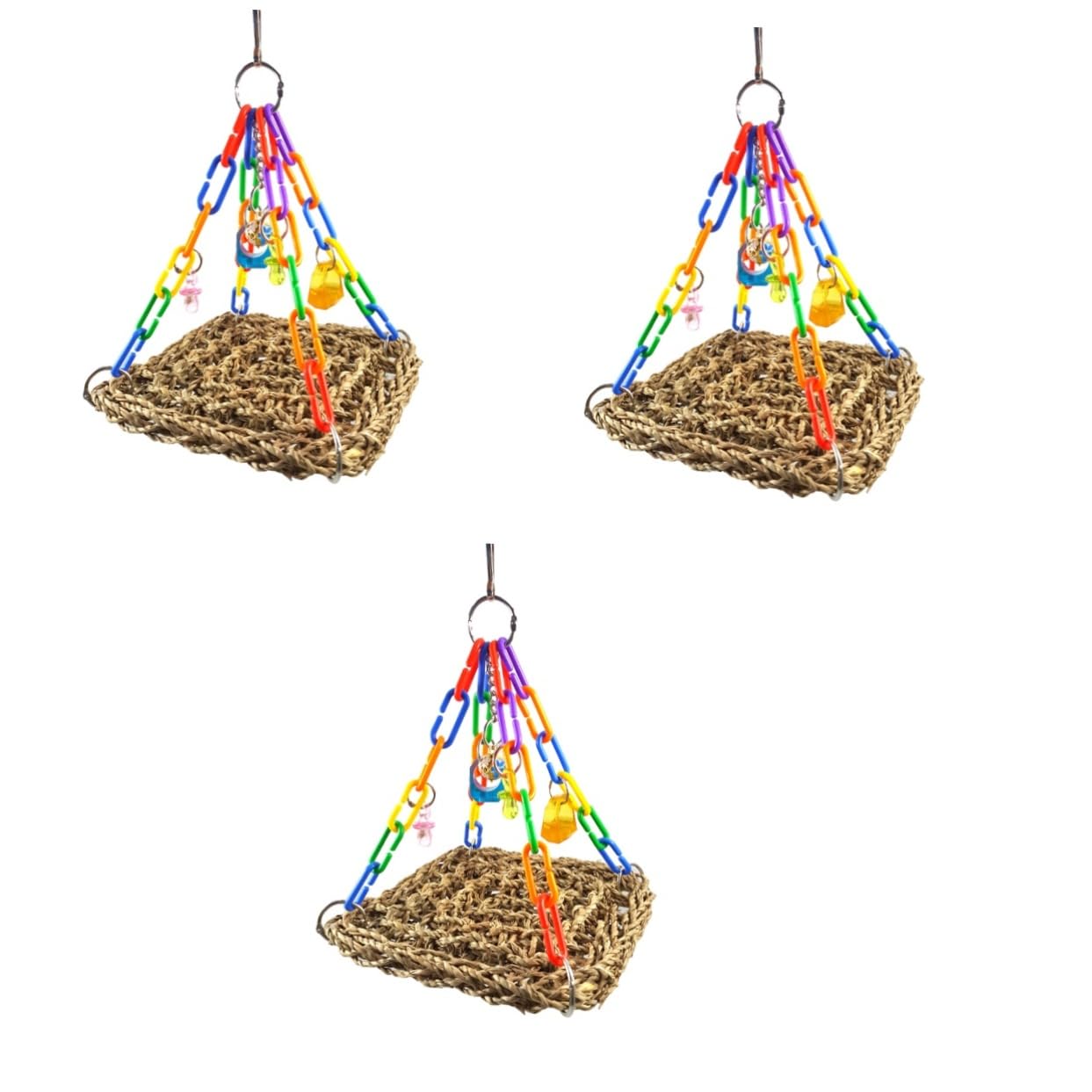DOITOOL 3pezzi Giochi Per Pappagalli Altalena e Amaca Per Uccelli Trespolo Da Arrampicata Per Pappagalli Di Piccole Giocattolo Da Rosicchiare Per Uccelli Domestici
