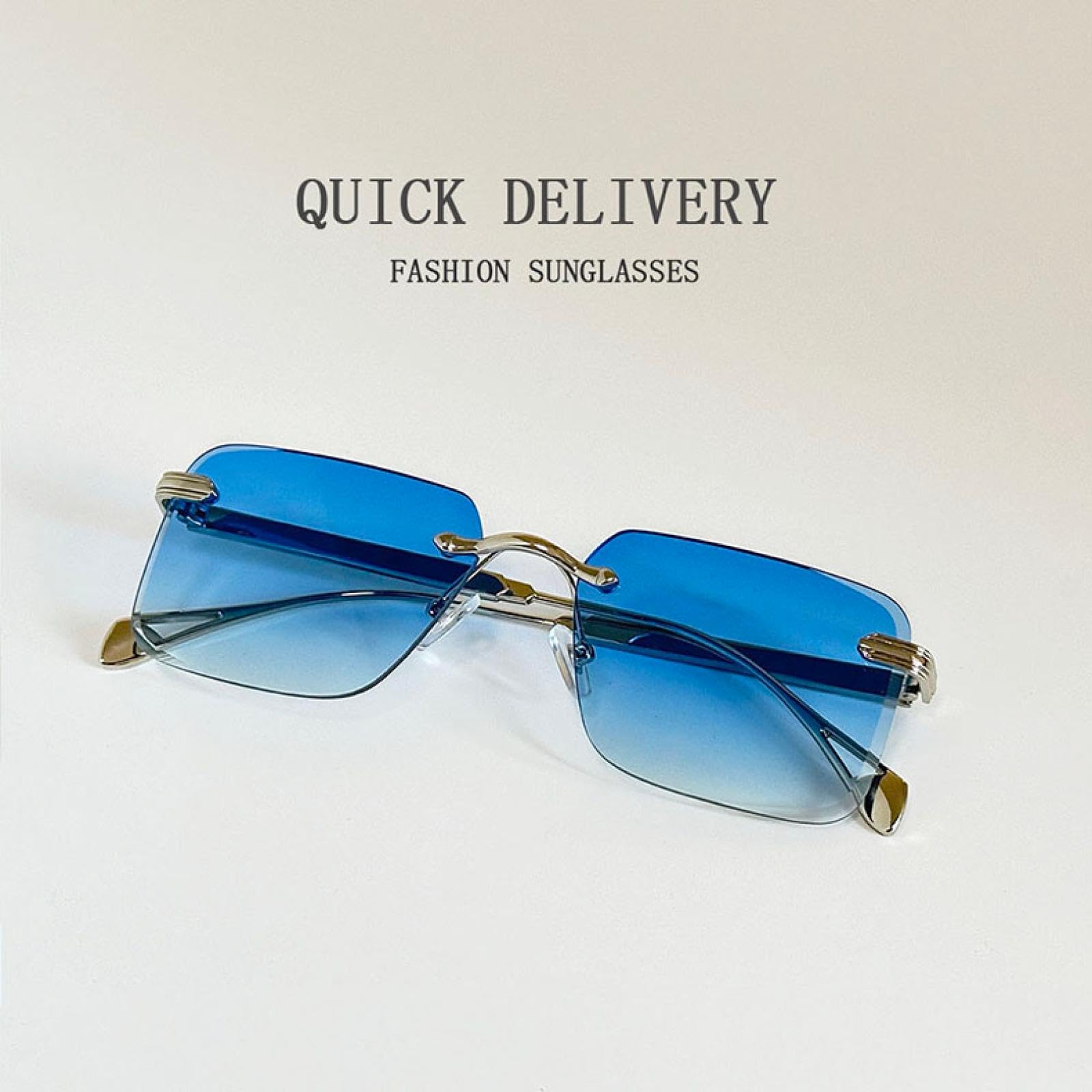Okulary przeciwsłoneczne bez oprawek dla mężczyzn Vintage Fashion Women Vacation