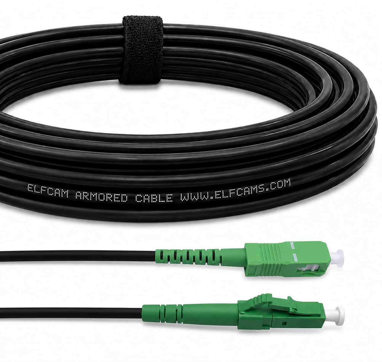 Elfcam® - Kabel światłowodowy SC/APC do LC/APC OS2 Simplex Jednomodowy LSZH, Czarny (40M)
