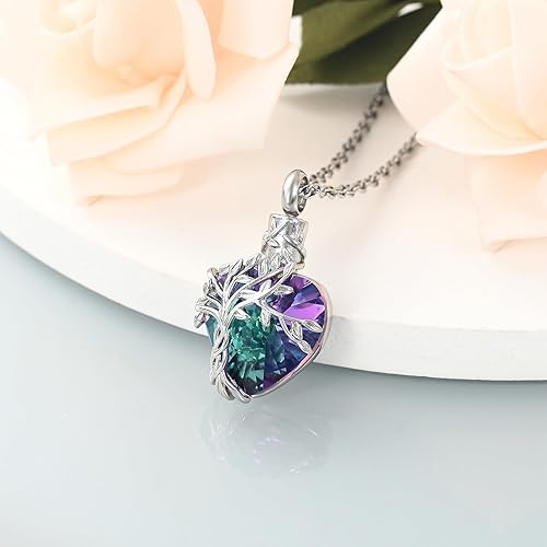 Miniatura 10 de shajwo Collar de cenizas de urna de corazón de cremación del árbol de la vida para mujeres y hombres, dije de cenizas de cristales de cremación para