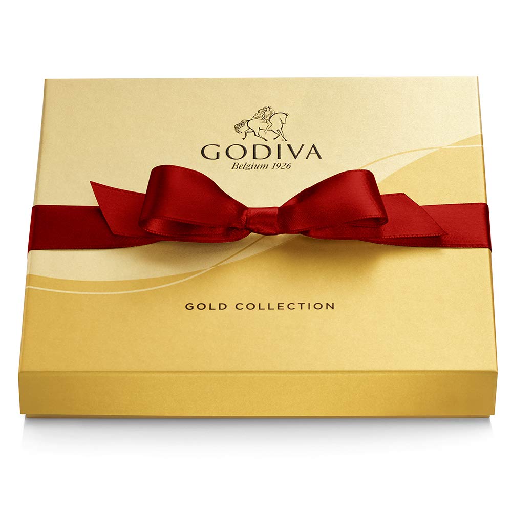 Godiva Chocolatier Assorted Chocolate Gold Gift Box with Red Ribbon, 19 Pieces : Everything Else