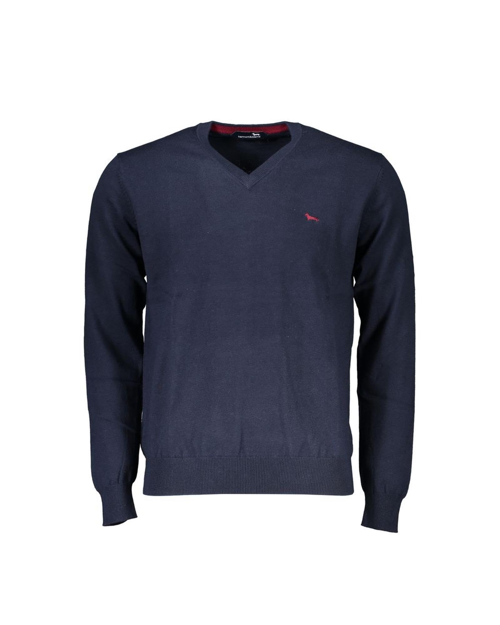 Harmont & Blaine V-Neck Embroidered Blue Men's Sweater