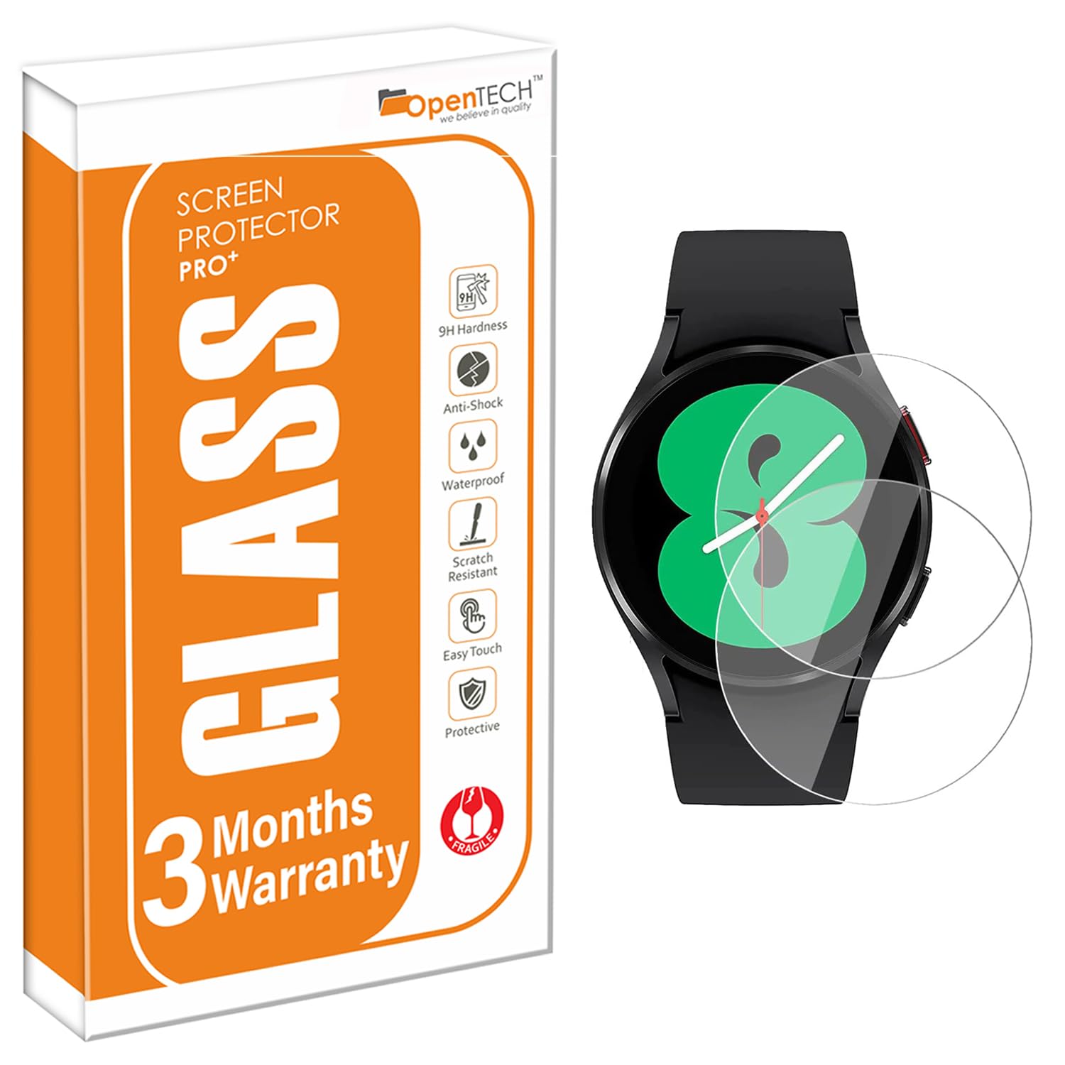 OpenTech® Tempered Glass Screen Protector for Samsung Galaxy Watch 4/5 / 6/7 / 8 / Watch FE (40mm) (1.4" inch), (Pack of 2) with Easy Installation kit