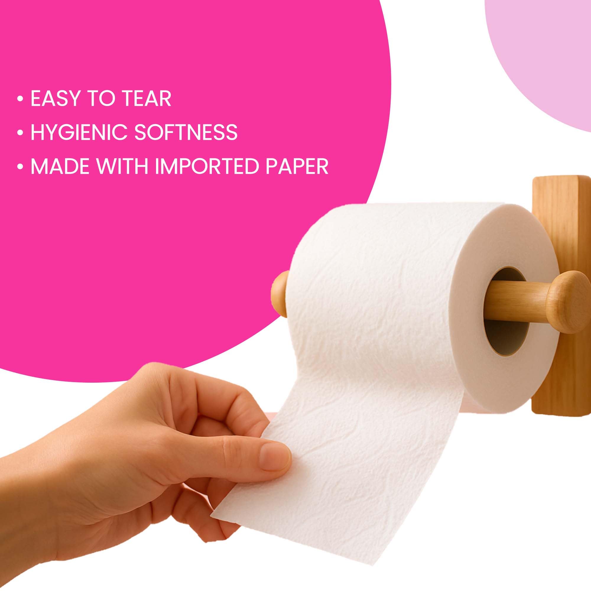DAFFODIL 2Ply Toilet Paper Tissue – 6 Packs (220 Pulls/Roll, 1320 Pulls Total, 2640 Sheets) UltraSoft Toilet Paper Roll, Strong and Long Lasting for Home or Office Use, - Image 4 thumbnail